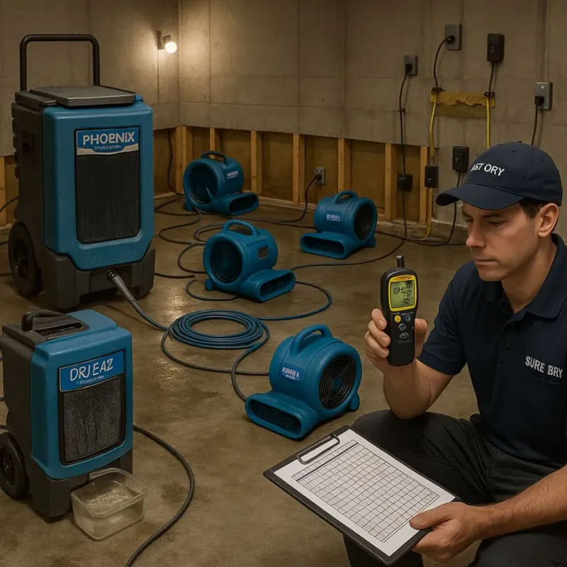 Structural Drying and Dehumidification process in Many, LA